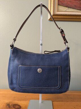 Coach Chelsea Navy Blue Pebbled Leather Shoulder Bag